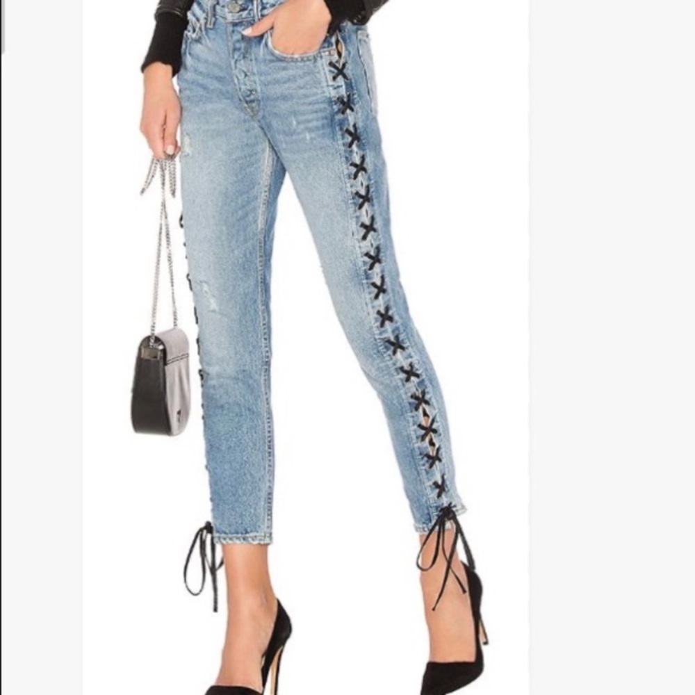 GRLFRND Karolina High Waist Side Lace Up Jeans